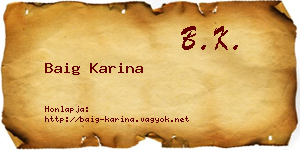 Baig Karina névjegykártya